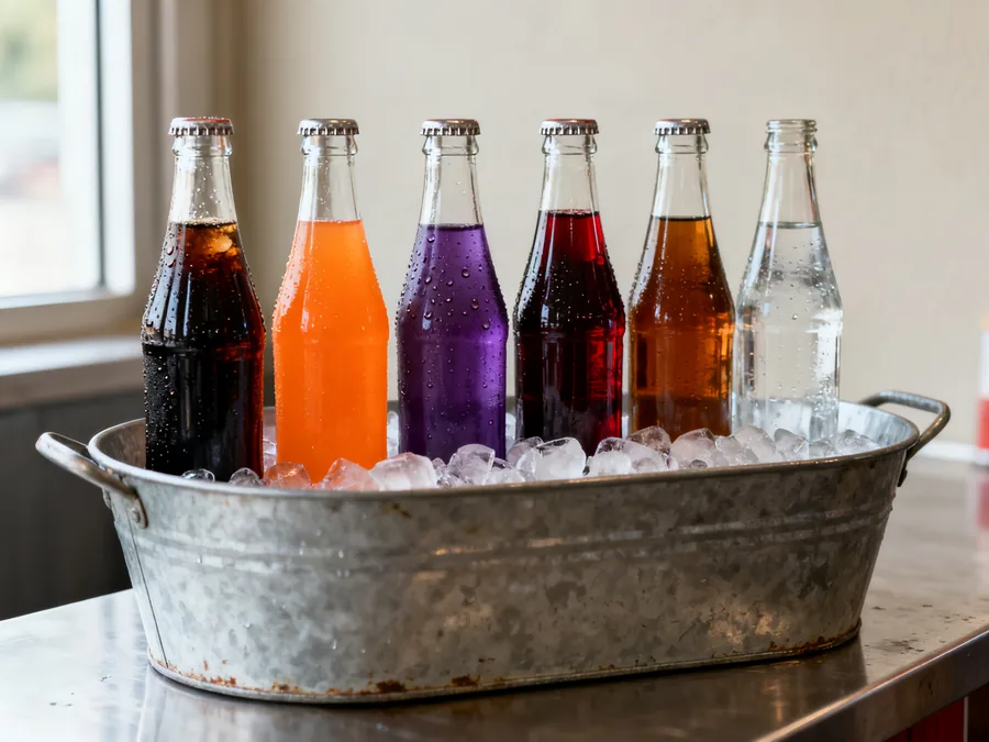 Bottles of Northern Soda craft pop on ice
